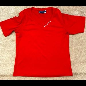 Karen Scott Short Sleeve V-Neck Top